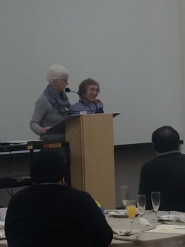 Jocelyn MacNeil awards Trudi Coblenz a lifetime membership